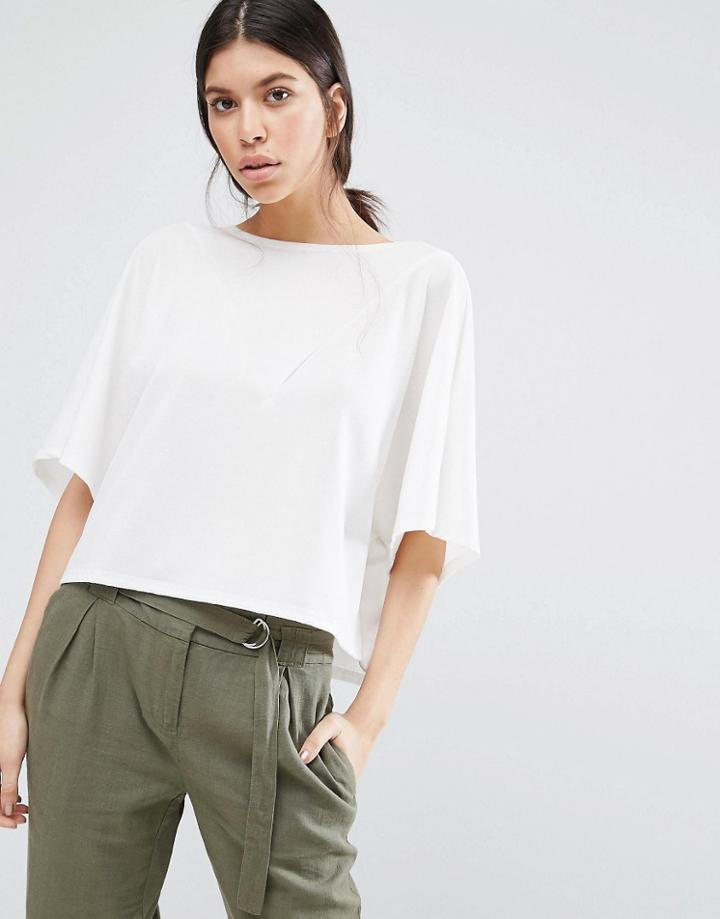 Vero Moda Cropped Shirt With V Insert - White