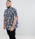 Jack & Jones Originals Plus Short Sleeve Hawaiian Shirt - Navy