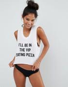 Private Party Vip Pizza Cropped Tank Top - White