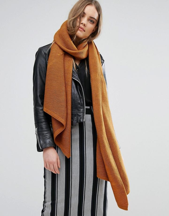 Pieces Oversized Scarf In Tobacco - Orange