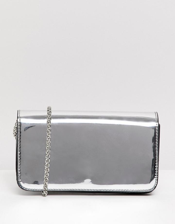 Bershka Metallic Cross Body Bag - Silver