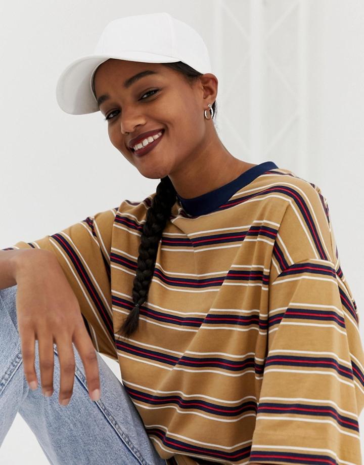 Asos Design Plain Baseball Cap With New Fit-white