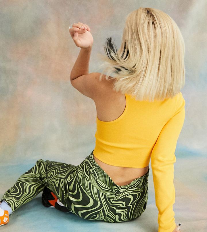 Collusion Compact Knitted One Shoulder Top In Orange