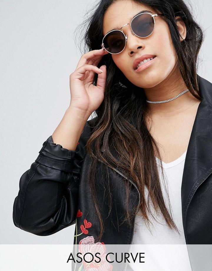 Asos Curve Double Cup Chain Choker Necklace - Clear