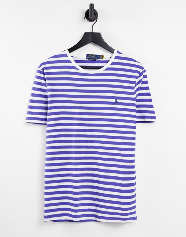 Polo Ralph Lauren Player Logo Stripe T-shirt In Blue/white