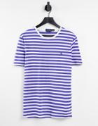 Polo Ralph Lauren Player Logo Stripe T-shirt In Blue/white
