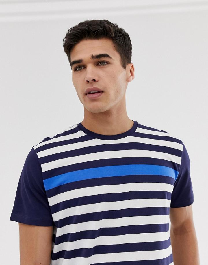 Esprit T-shirt In Multi Tone Stripe In Blue-red