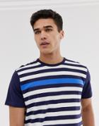 Esprit T-shirt In Multi Tone Stripe In Blue-red