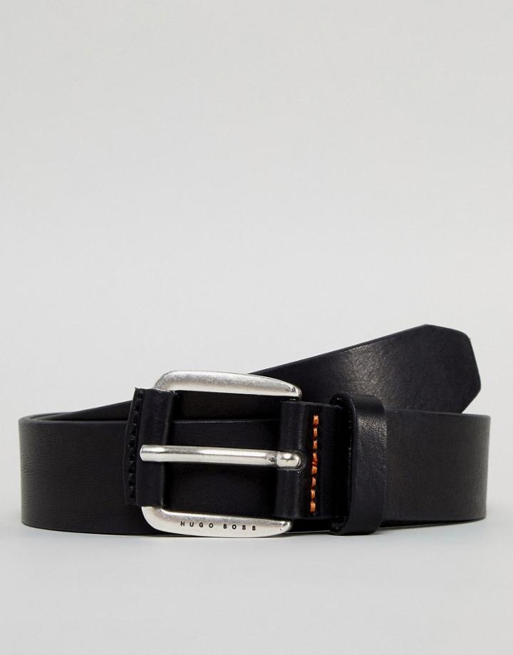 Boss Jago Leather Belt In Black - Black