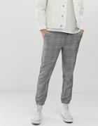 Boohooman Smart Pants In Gray Check - Gray
