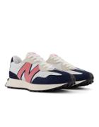 New Balance 327 Perforated Sneakers In White Navy And Pink