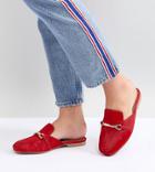 Asos Design Movie Wide Fit Leather Mule Loafers - Red