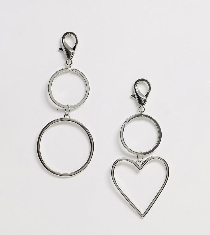 Reclaimed Vintage Inspired Heart Belt Clip 2 Pack-silver