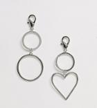 Reclaimed Vintage Inspired Heart Belt Clip 2 Pack-silver