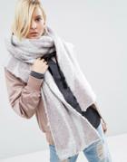 Asos Oversized Fluffy Scarf In Oversized 70s Pastel Swirl - Gray