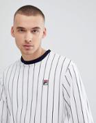 Fila Vintage Velour Striped Sweatshirt In White - White