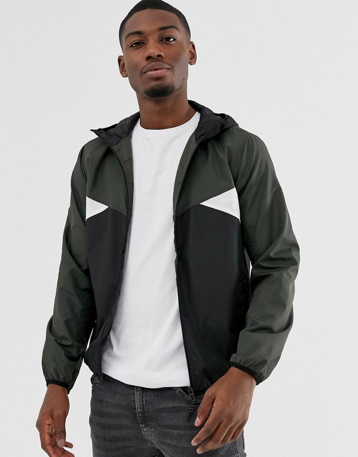 Brave Soul Lightweight Windbreak Zip Up Jacket - Green