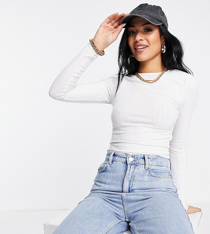 Asos Design Tall Lettuce Edge Crop T-shirt In White