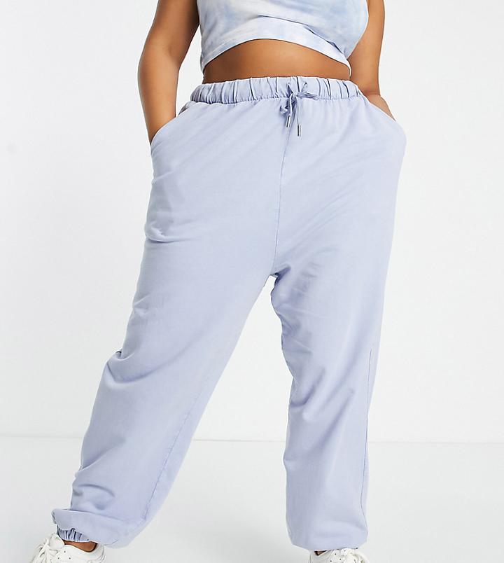 Asos Design Curve Oversized Sweatpants In Washed Blue-blues