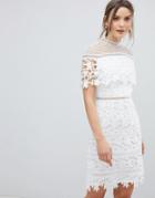 Chi Chi London Lace High Neck Mini Dress - White
