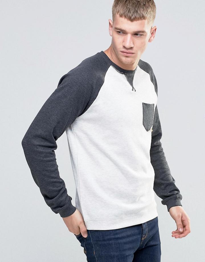 Esprit Contrast Raglan Sweat - White