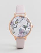 Olivia Burton Ob16pl35 Pretty Blossom Leather Watch In Pink - Pink