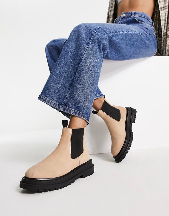 Asos Design Appreciate Suede Chelsea Boots In Beige-neutral
