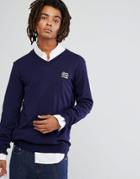 Love Moschino V Neck Logo Sweater - Navy