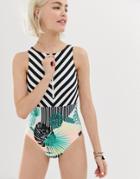 Roxy Pop Surf Zip Front Swimsuit In Multi - Multi