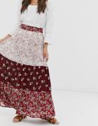 Pieces Maxi Skirt In Mixed Ditsy Print-red