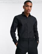 Topman Formal Long Sleeve Shirt In Black
