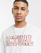 Asos Actual Oversized Terrycloth T-shirt With Front Embroidery In White