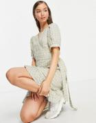 Vila Wrap Mini Dress In Textured Check-multi