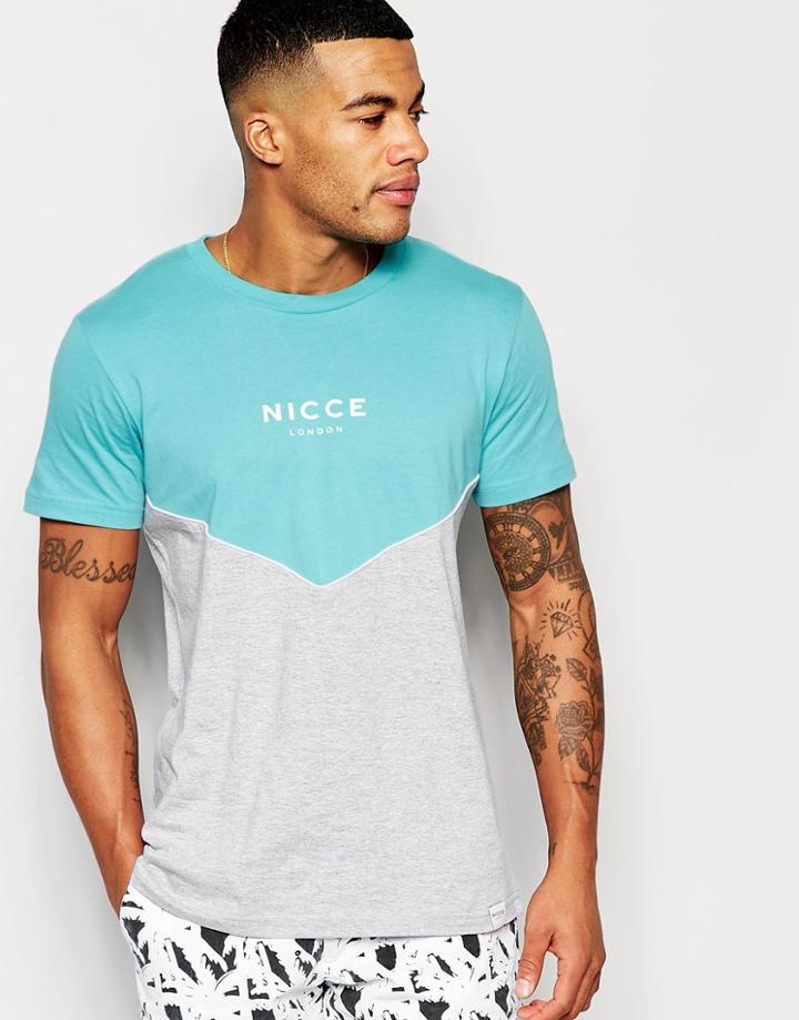 Nicce London Chevron T-shirt - Blue