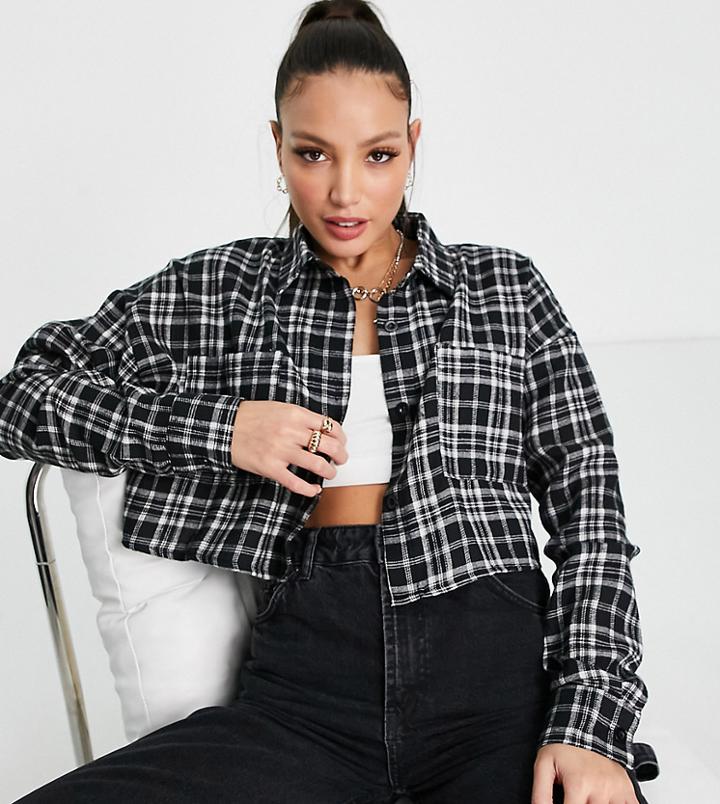 Heartbreak Tall Cropped Shirt In Black Check - Part Of A Set-multi