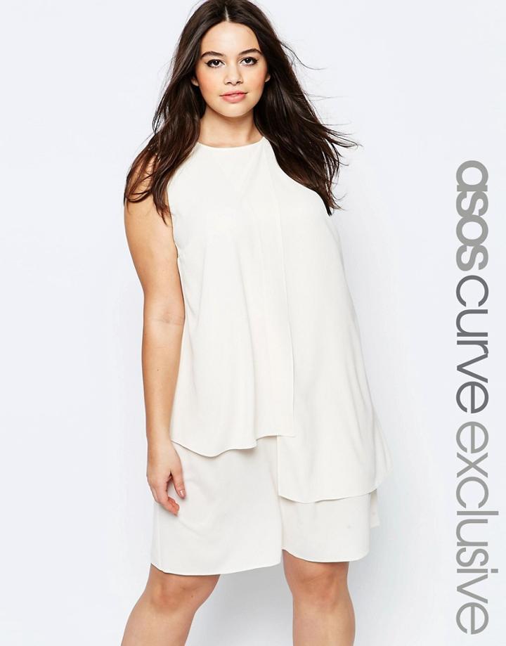 Asos Curve Shift Dress With Soft Layers - Cream