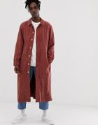 Asos White Long Trench Coat In Washed Rust-red