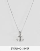 Asos Sterling Silver Necklace With Anchor Pendant - Silver
