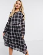 Jdy Midi Dress In Sheer Plaid-multi