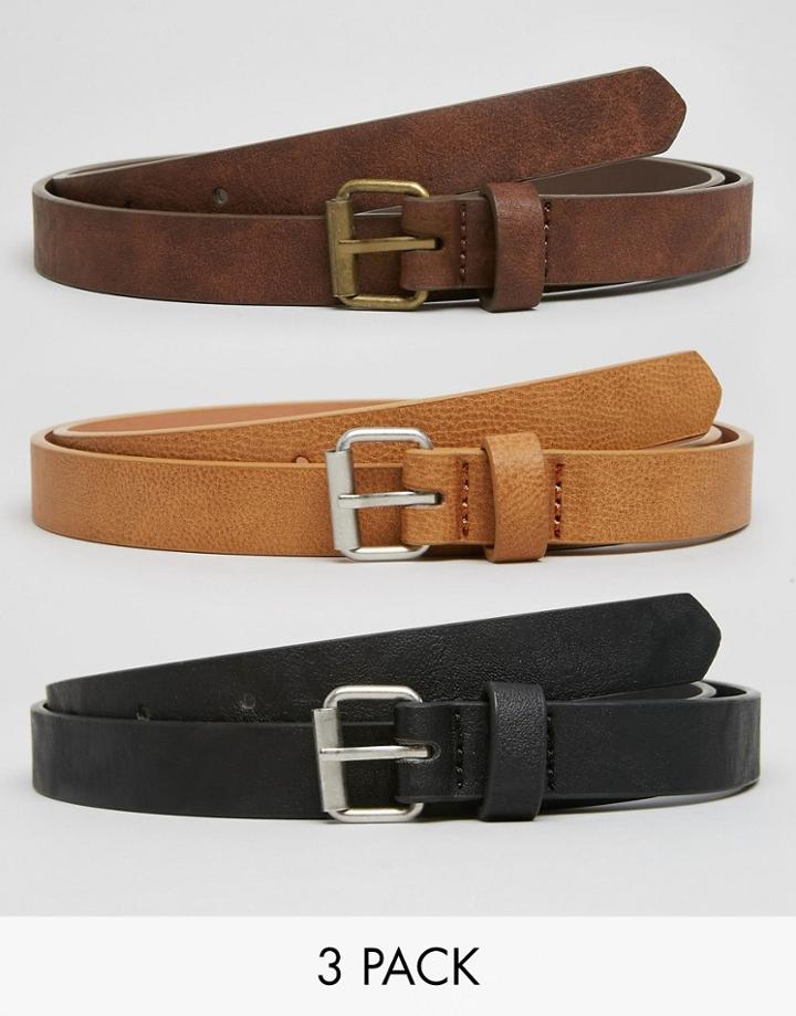 Asos Skinny Belt 3 Pack Save 17%