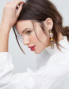 Asos Statement Triple Drop Shimmer Resin Earrings - Gold