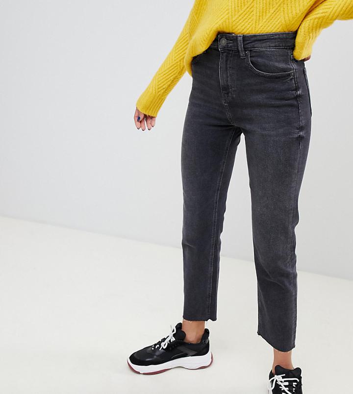 Stradivarius Super High Waist Straight Leg Jean In Vintage Wash-black