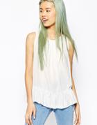 Asos Tiered Tank With Drop Armhole - White