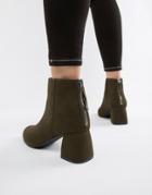 Pieces Faux Suede Sculpted Heel Boot - Green