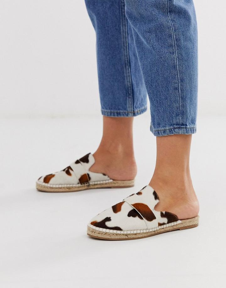 Asos Design Juggle Loafer Mule Espadrilles In Cow Print-multi