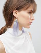 Asos Folded Metal Color Pop Tassel Earrings - Silver