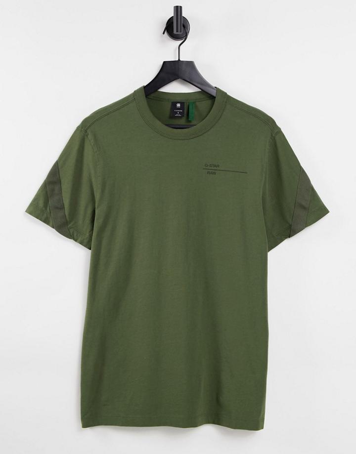 G-star T-shirt With Back Taping In Khaki-green