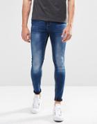 Pull & Bear Super Skinny Jeans In Dark Blue - Blue