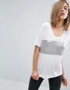 Dr Denim T-shirt With Metallic Stripe Panel - White