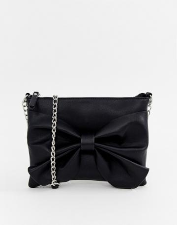 Pieces More Bow Cross Body Bag - Black